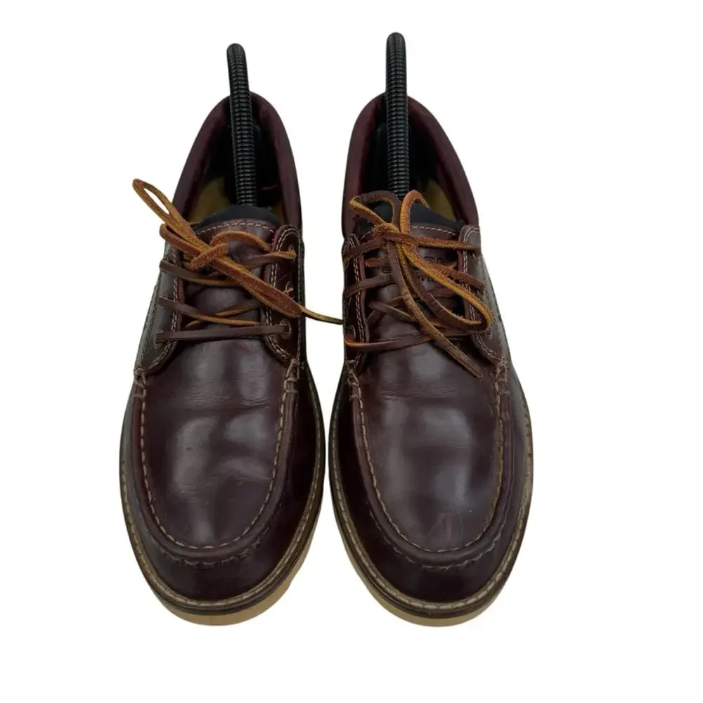 SPERRY Top-Sider 3-eye Dark Brown Leather Lug Moc Toe Boat Shoes Women’s Sz 8